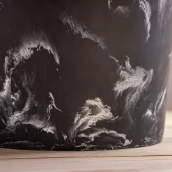 Handmade Resin Champagne Bucket with Leather Handles, Black Marble