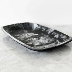 Handmade Resin Tray, Black Marble, Large