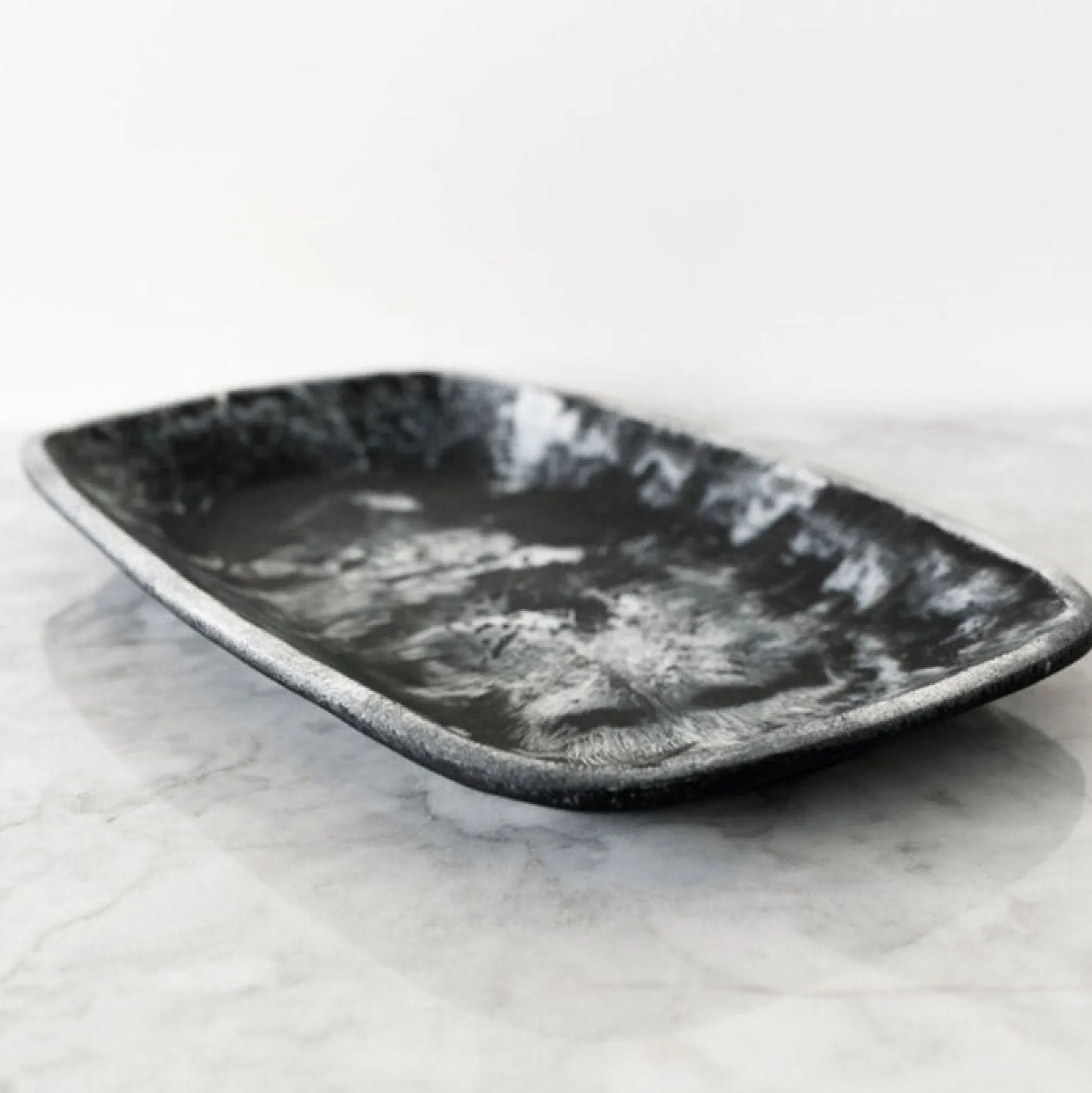 Handmade Resin Tray, Black Marble, Medium^Be Home Hot