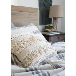 Iman Hand-Loomed Square Pillow, Ivory^Be Home Online