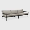 Jack Solid Black Teak Outdoor 3 Seater Sofa, Mocha Fabric