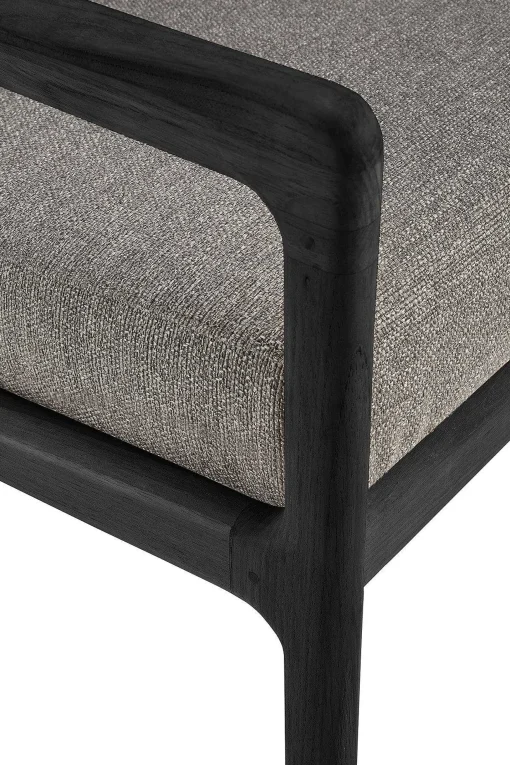 Jack Solid Black Teak Outdoor 3 Seater Sofa, Mocha Fabric