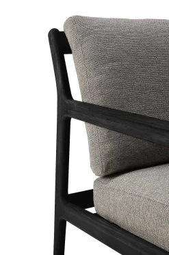 Jack Solid Black Teak Outdoor 3 Seater Sofa, Mocha Fabric