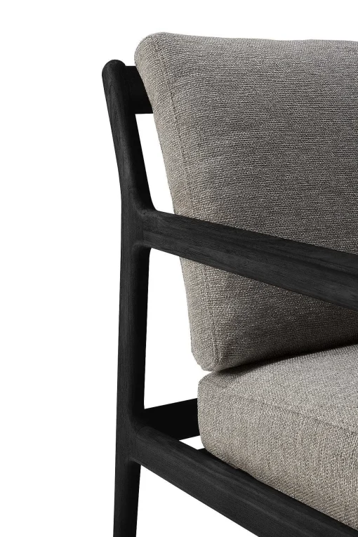 Jack Solid Black Teak Outdoor 3 Seater Sofa, Mocha Fabric