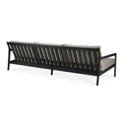 Jack Solid Black Teak Outdoor 3 Seater Sofa, Mocha Fabric