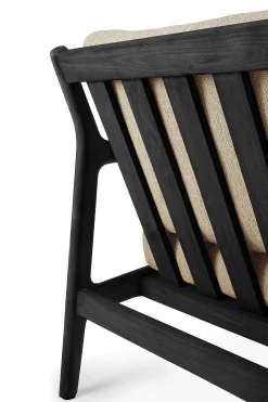 Jack Solid Black Teak Outdoor 2 Seater Sofa, Natural Fabric