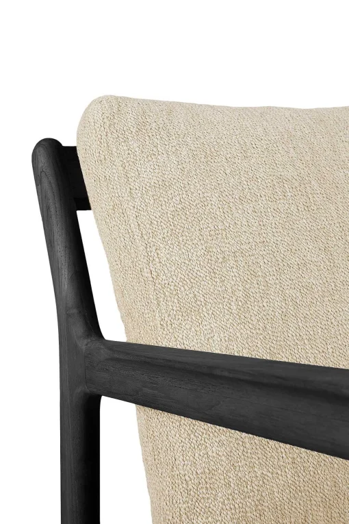 Jack Solid Black Teak Outdoor 2 Seater Sofa, Natural Fabric