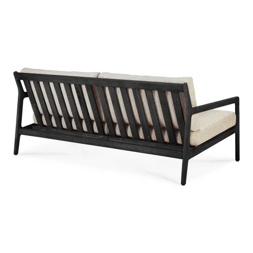 Jack Solid Black Teak Outdoor 2 Seater Sofa, Natural Fabric