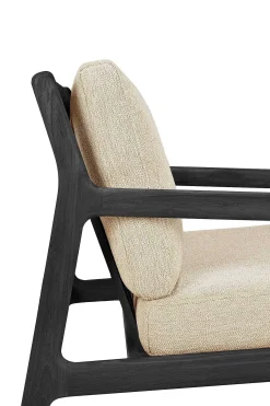 Jack Solid Black Teak Outdoor 2 Seater Sofa, Natural Fabric