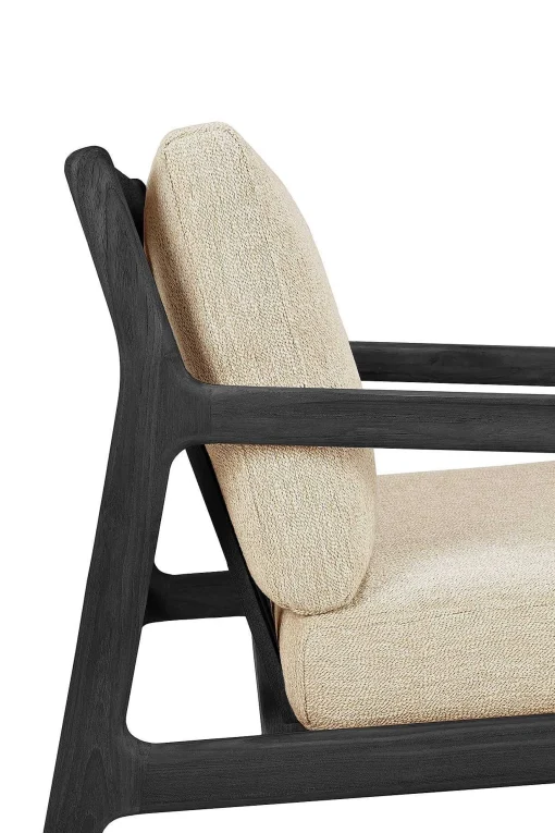 Jack Solid Black Teak Outdoor 2 Seater Sofa, Natural Fabric