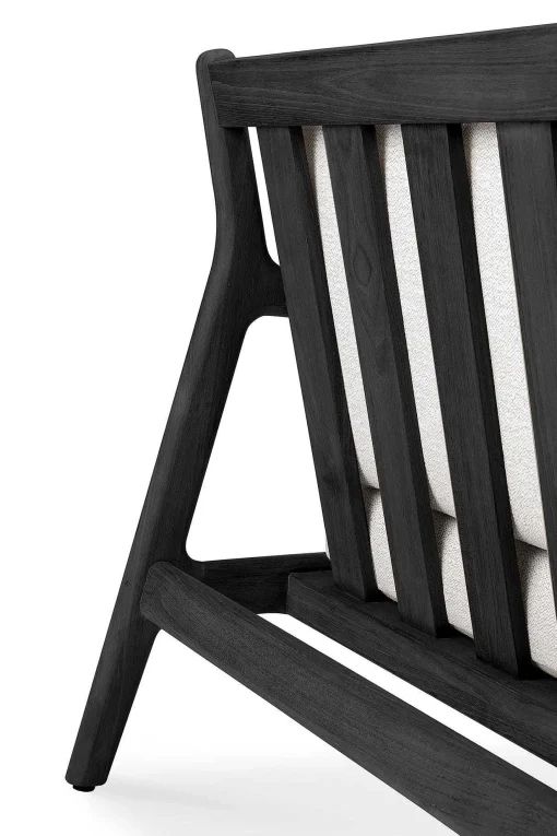 Jack Solid Black Teak Outdoor 3 Seater Sofa, Off White Fabric