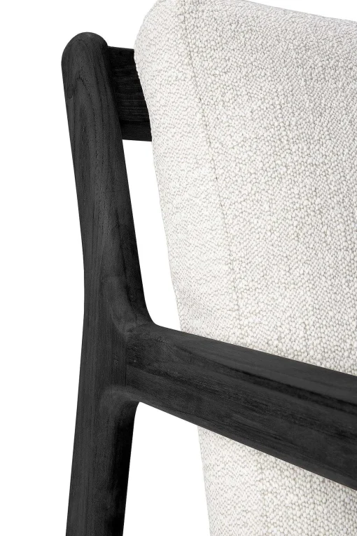 Jack Solid Black Teak Outdoor 3 Seater Sofa, Off White Fabric