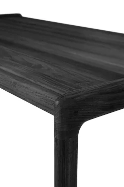 Jack Solid Black Teak Outdoor Coffee Table, 47.5