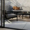 Jack Solid Black Teak Outdoor Lounge Chair, Mocha Fabric