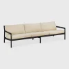 Jack Solid Black Teak Outdoor 3 Seater Sofa, Natural Fabric