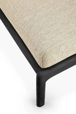 Jack Solid Black Teak Outdoor Footstool, Natural