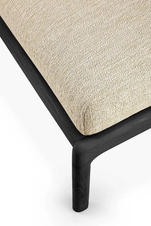 Jack Solid Black Teak Outdoor Footstool, Natural