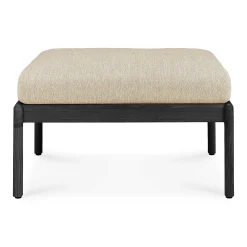 Jack Solid Black Teak Outdoor Footstool, Natural