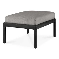 Jack Solid Black Teak Outdoor Footstool, Mocha