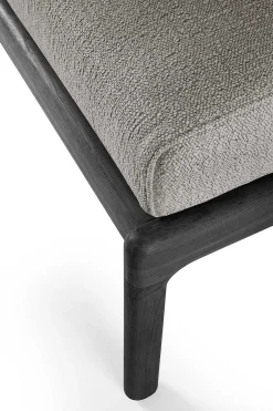 Jack Solid Black Teak Outdoor Footstool, Mocha