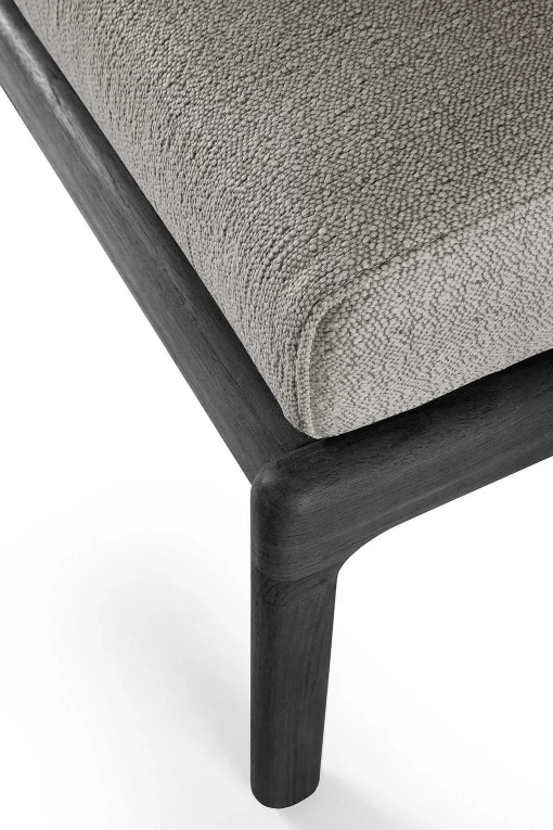 Jack Solid Black Teak Outdoor Footstool, Mocha