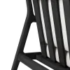 Jack Solid Black Teak Outdoor Lounge Chair, Off White Fabric