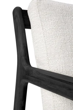 Jack Solid Black Teak Outdoor Lounge Chair, Off White Fabric