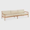 Jack Solid Teak Outdoor 3 Seater Sofa, Natural Fabric