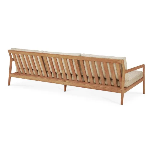 Jack Solid Teak Outdoor 3 Seater Sofa, Natural Fabric
