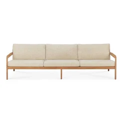 Jack Solid Teak Outdoor 3 Seater Sofa, Natural Fabric