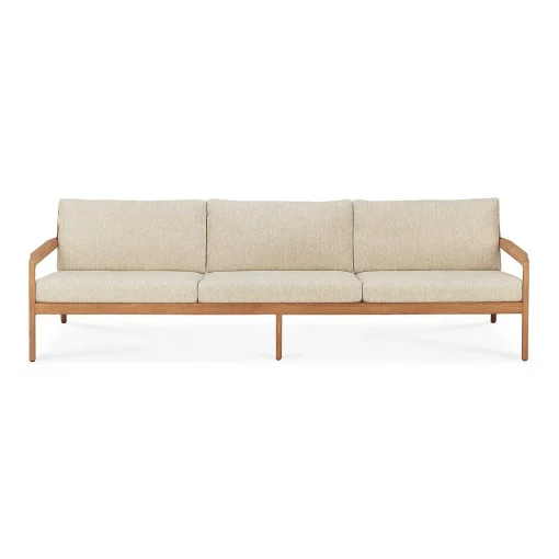 Jack Solid Teak Outdoor 3 Seater Sofa, Natural Fabric