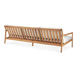 Jack Solid Teak Outdoor 3 Seater Sofa, Off White Fabric