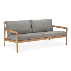 Jack Solid Teak Outdoor 2 Seater Sofa, Mocha Fabric