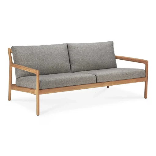 Jack Solid Teak Outdoor 2 Seater Sofa, Mocha Fabric