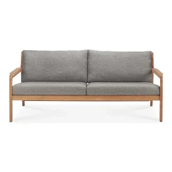 Jack Solid Teak Outdoor 2 Seater Sofa, Mocha Fabric