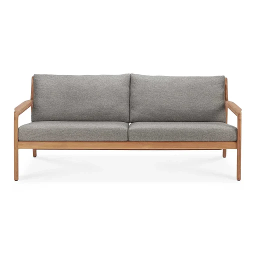 Jack Solid Teak Outdoor 2 Seater Sofa, Mocha Fabric
