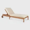 Jack Solid Teak Outdoor Adjustable Lounger, Natural Fabric