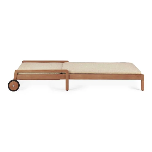 Jack Solid Teak Outdoor Adjustable Lounger, Natural Fabric