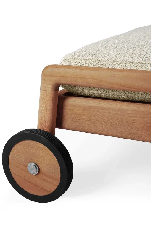 Jack Solid Teak Outdoor Adjustable Lounger, Natural Fabric
