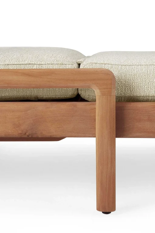 Jack Solid Teak Outdoor Adjustable Lounger, Natural Fabric