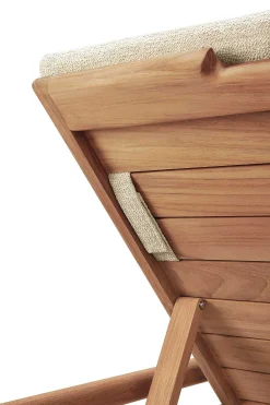 Jack Solid Teak Outdoor Adjustable Lounger, Natural Fabric