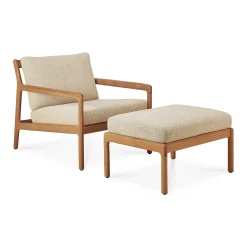 Jack Solid Teak Outdoor Footstool, Natural