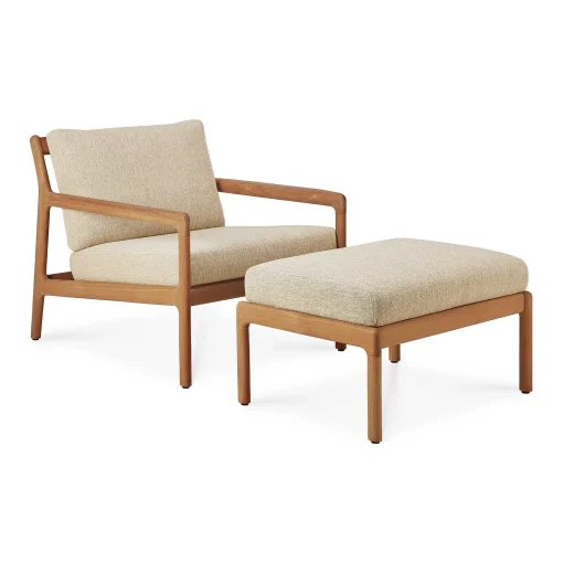Jack Solid Teak Outdoor Footstool, Natural