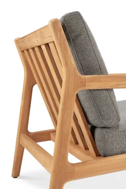 Jack Solid Teak Outdoor Lounge Chair, Mocha Fabric