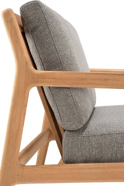 Jack Solid Teak Outdoor Lounge Chair, Mocha Fabric