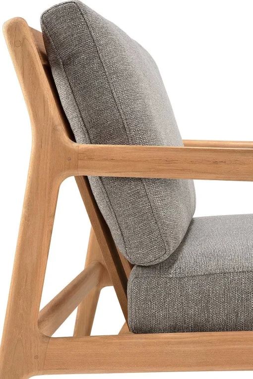 Jack Solid Teak Outdoor Lounge Chair, Mocha Fabric