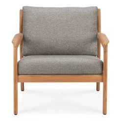 Jack Solid Teak Outdoor Lounge Chair, Mocha Fabric