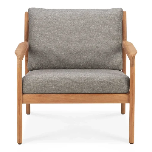Jack Solid Teak Outdoor Lounge Chair, Mocha Fabric