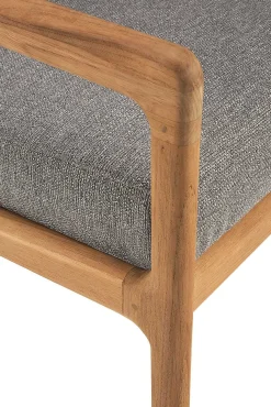 Jack Solid Teak Outdoor Lounge Chair, Mocha Fabric