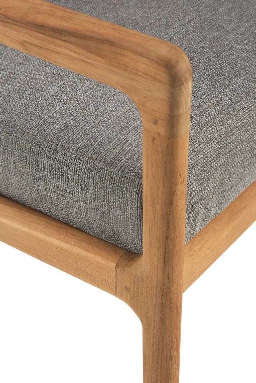 Jack Solid Teak Outdoor Lounge Chair, Mocha Fabric